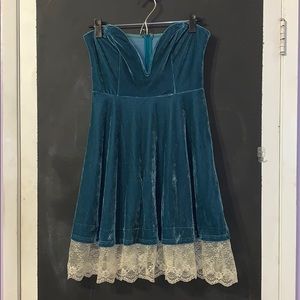 Teal/Turquoise Strapless Mini Dress
